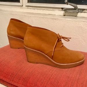 Gorgeous Cole Haan lace up suede wedge booties